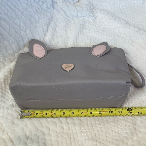 Betsey Johnson Bunny Ear Wristlet Pouch Clutch – Gray Blush – Valentine’s Easter - Picture 10 of 12